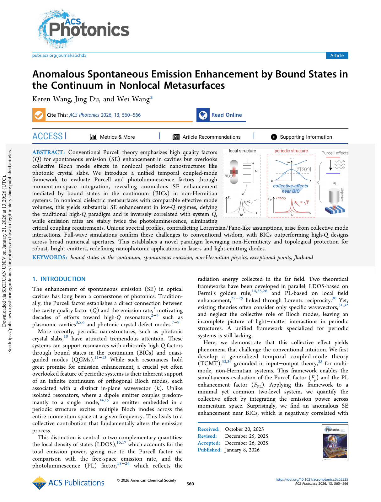 Anomalous spontaneous emission enhancement by bound states in the continuum in nonlocal metasurfaces, first article page